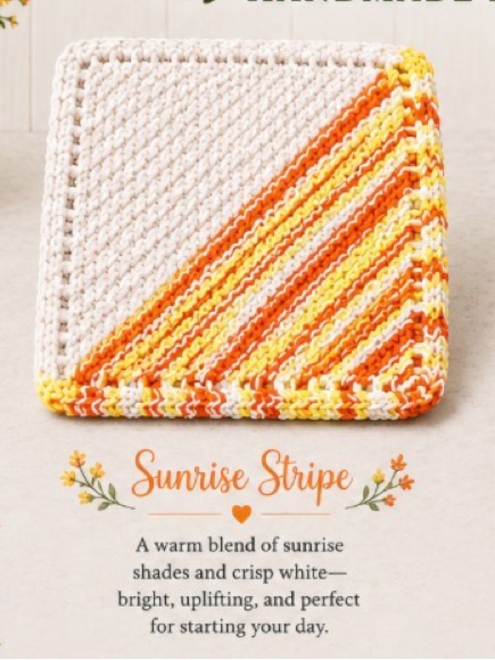 Bundle of 3 “Sunrise Stripe” Knit Cotton Dishcloths